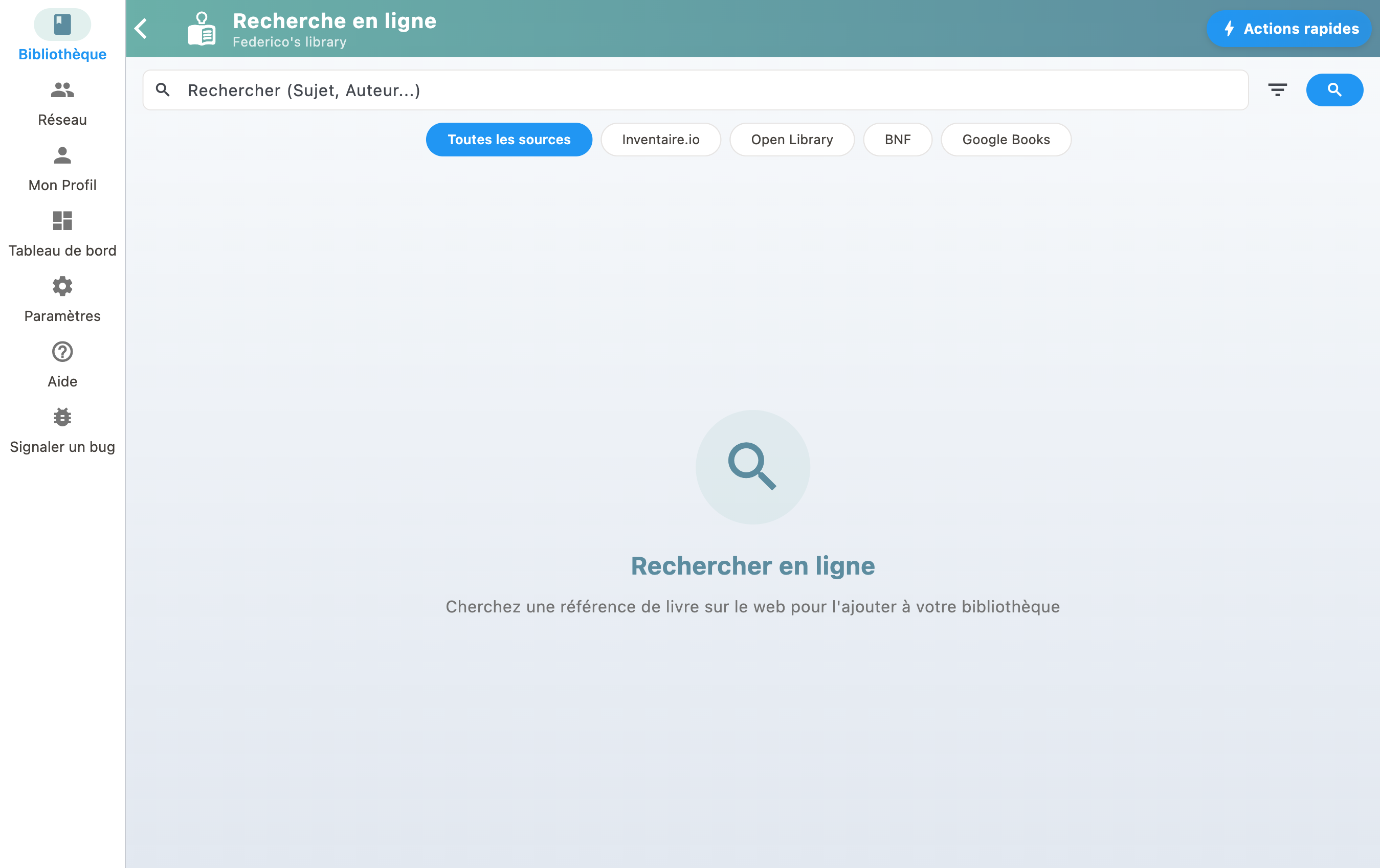 Recherche dans les catalogues externes